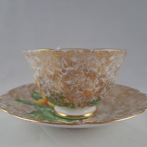 Collingwoods Wide Mouth Golden Rose Tea Cup & Saucer - Picture 7 of 16